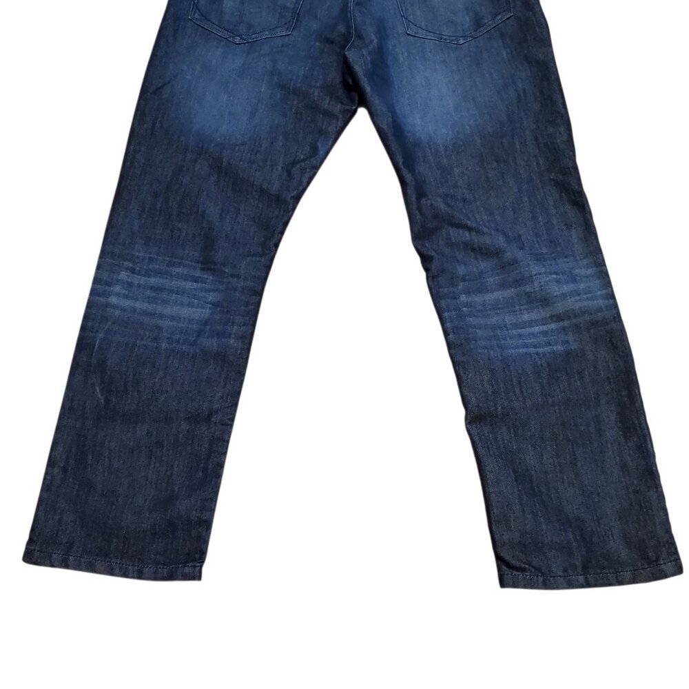 PD&C Mens Distressed Blue Jeans Slim Straight Dark Wash 5-Pocket - Picture 9 of 11
